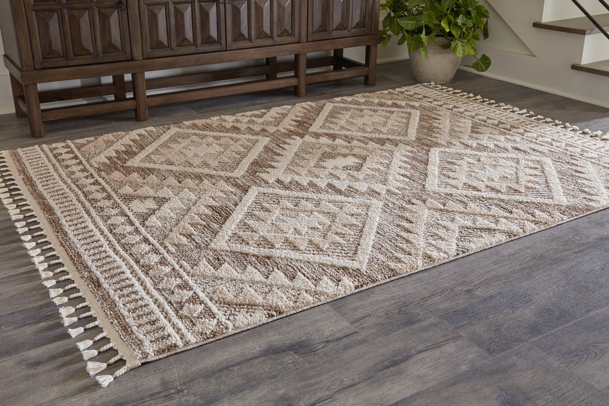 Odedale Tan/Cream Medium Rug from Ashley - Luna Furniture