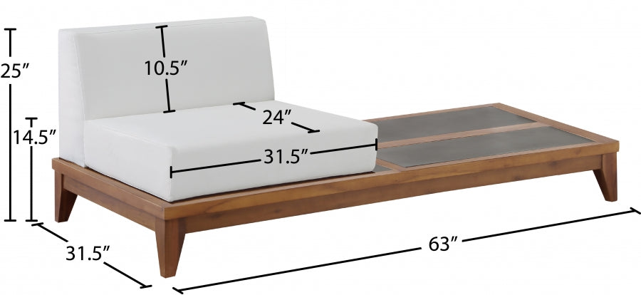 Rio Off-White Outdoor Waterproof Modular Double Chair from Meridian - Luna Furniture