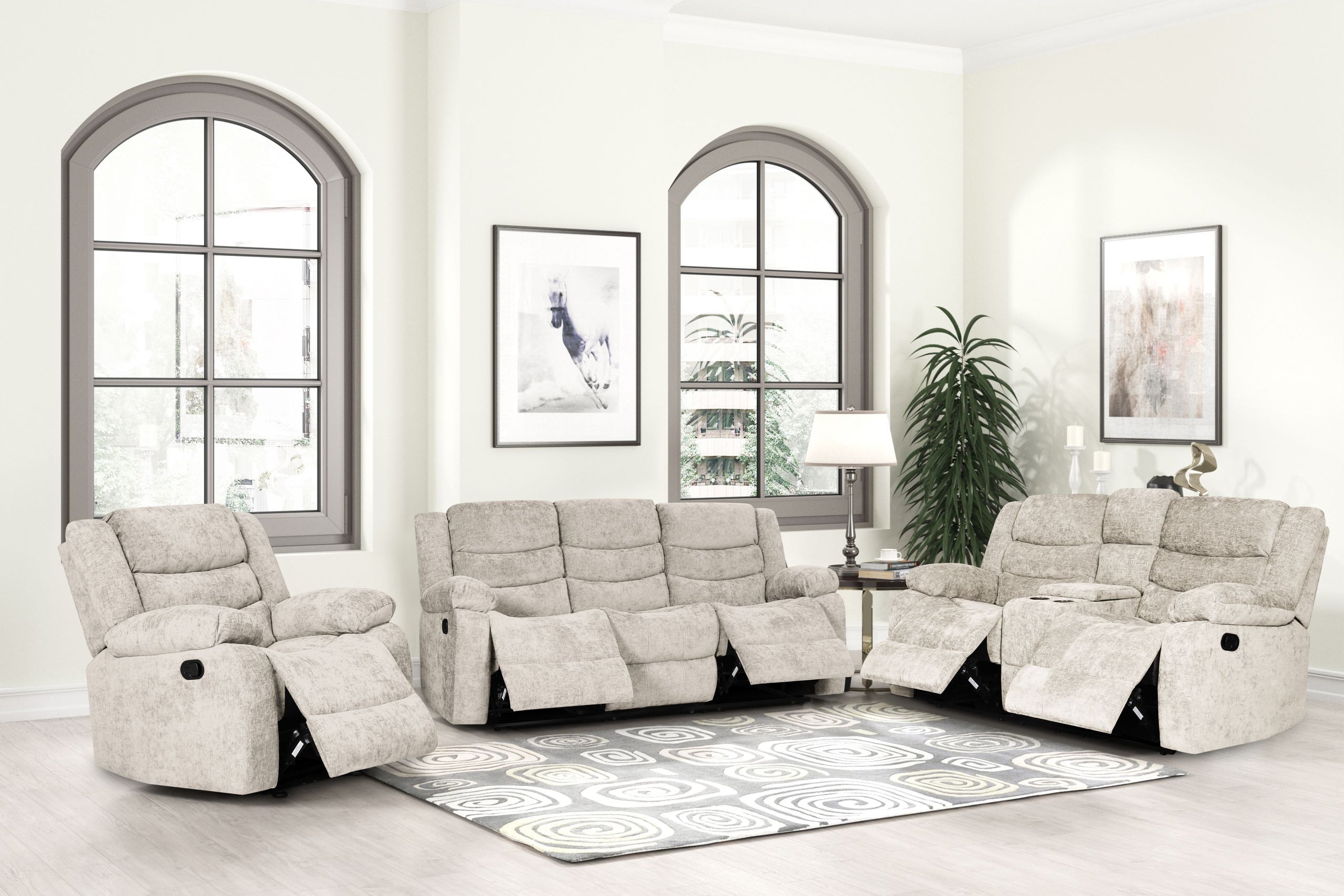 Oliver Beige 3pc Reclining Set - Luna Furniture