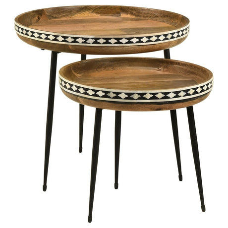 Ollie 2-piece Round Nesting Table Natural and Black from Coaster - Luna Furniture