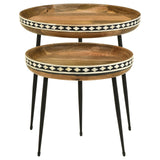 Ollie 2-piece Round Nesting Table Natural and Black from Coaster - Luna Furniture