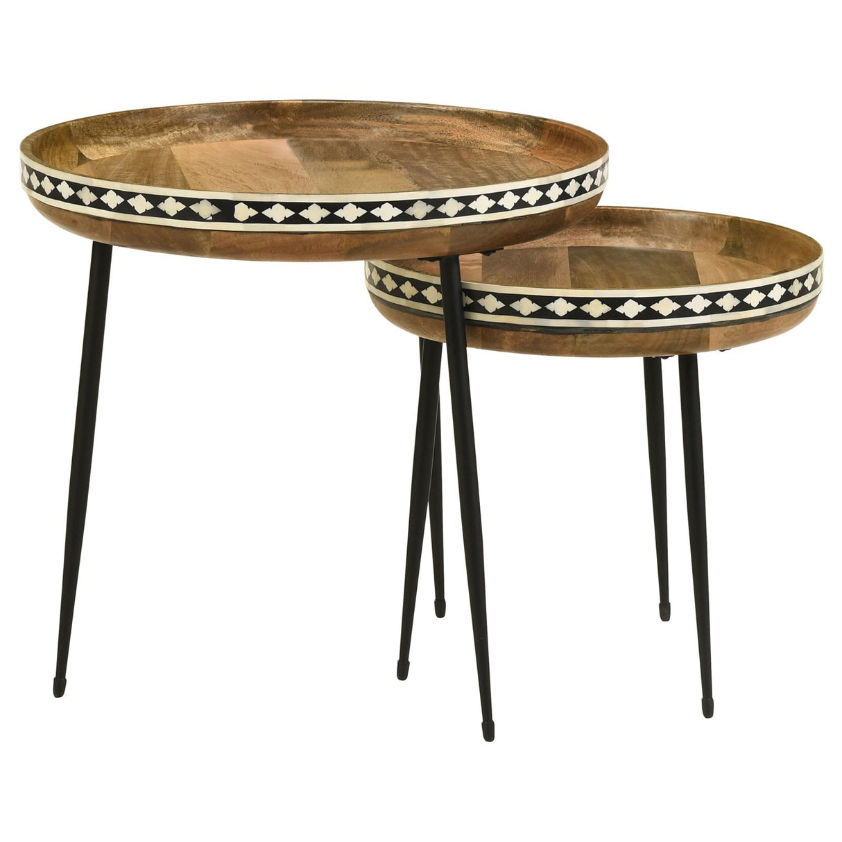 Ollie 2-piece Round Nesting Table Natural and Black from Coaster - Luna Furniture