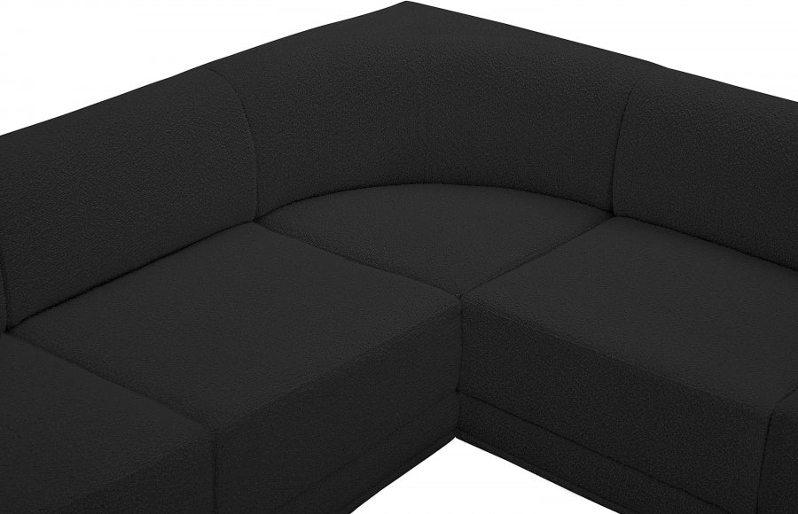 Ollie Boucle Fabric Sectional Black from Meridian - Luna Furniture