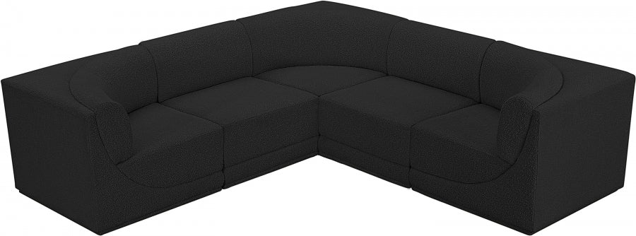 Ollie Boucle Fabric Sectional Black from Meridian - Luna Furniture