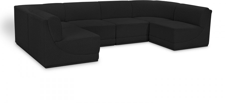 Ollie Boucle Fabric Sectional Black from Meridian - Luna Furniture