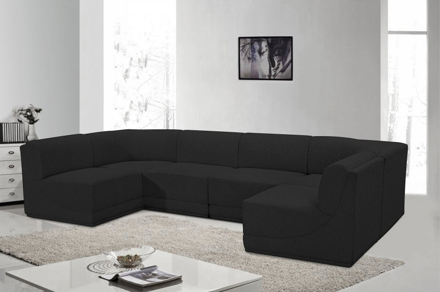 Ollie Boucle Fabric Sectional Black from Meridian - Luna Furniture