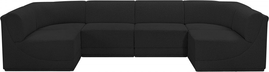 Ollie Boucle Fabric Sectional Black from Meridian - Luna Furniture