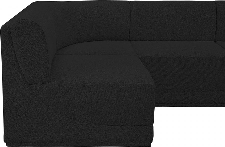 Ollie Boucle Fabric Sectional Black from Meridian - Luna Furniture