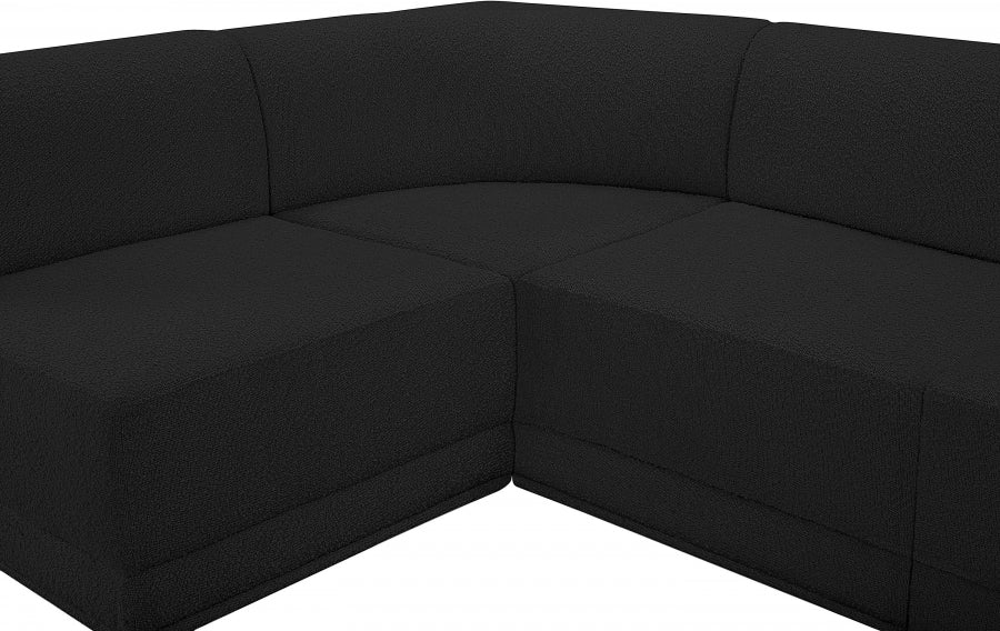 Ollie Boucle Fabric Sectional Black from Meridian - Luna Furniture