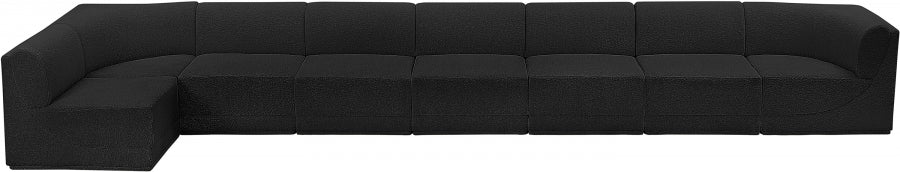 Ollie Boucle Fabric Sectional Black from Meridian - Luna Furniture