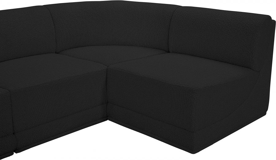 Ollie Boucle Fabric Sectional Black from Meridian - Luna Furniture