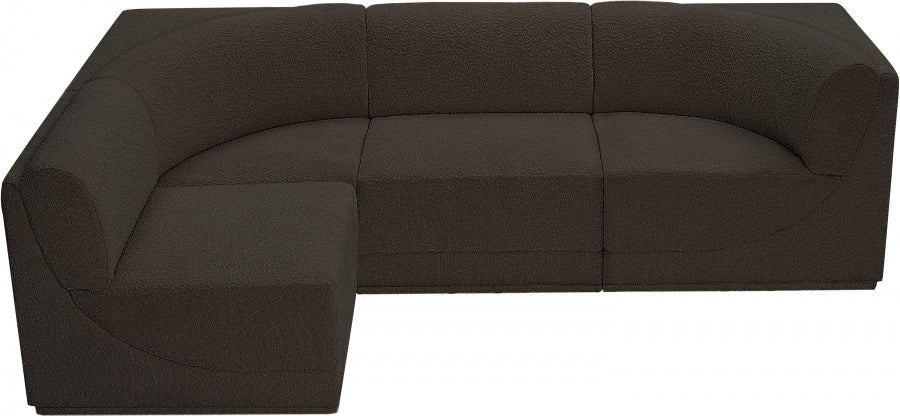 Ollie Boucle Fabric Sectional Brown from Meridian - Luna Furniture