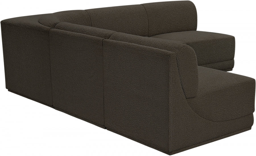 Ollie Boucle Fabric Sectional Brown from Meridian - Luna Furniture