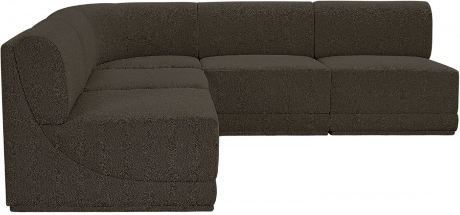 Ollie Boucle Fabric Sectional Brown from Meridian - Luna Furniture