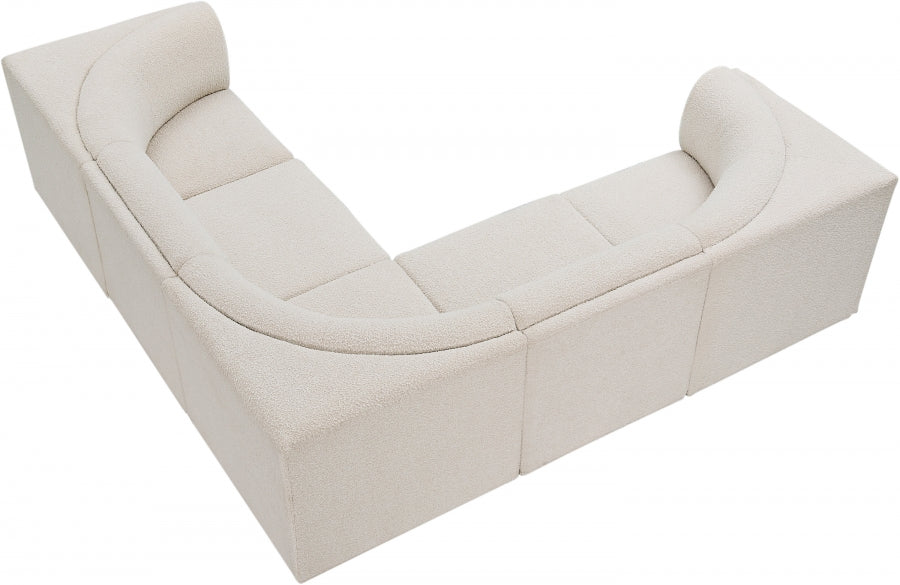 Ollie Boucle Fabric Sectional Cream from Meridian - Luna Furniture