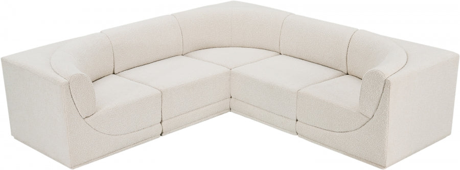 Ollie Boucle Fabric Sectional Cream from Meridian - Luna Furniture