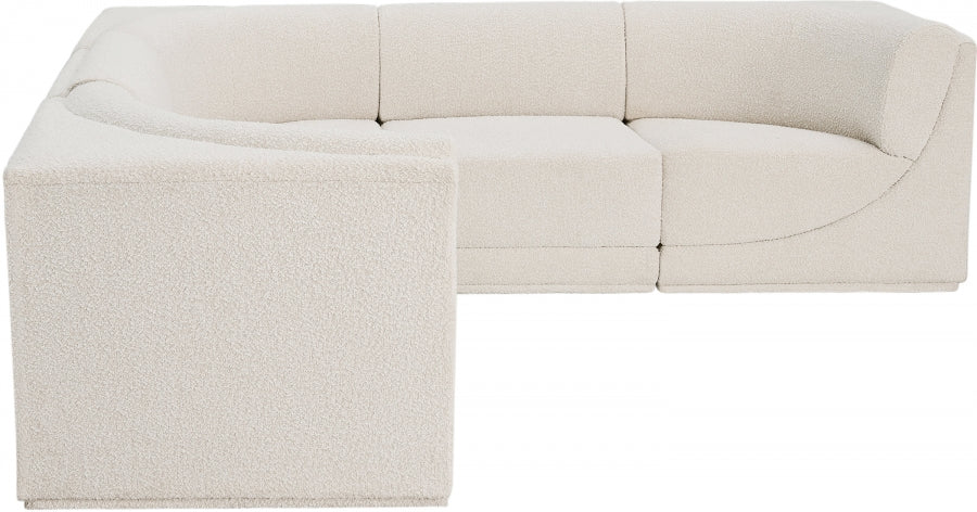 Ollie Boucle Fabric Sectional Cream from Meridian - Luna Furniture