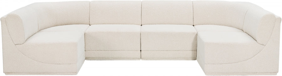 Ollie Boucle Fabric Sectional Cream from Meridian - Luna Furniture