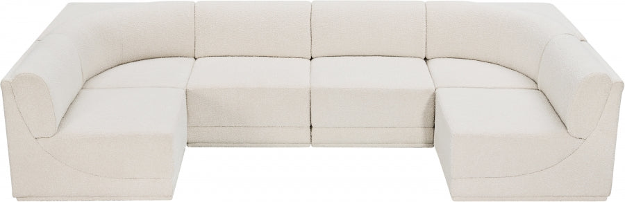 Ollie Boucle Fabric Sectional Cream from Meridian - Luna Furniture