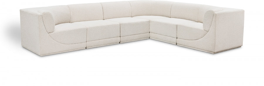 Ollie Boucle Fabric Sectional Cream from Meridian - Luna Furniture