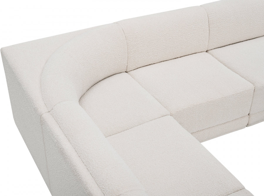 Ollie Boucle Fabric Sectional Cream from Meridian - Luna Furniture