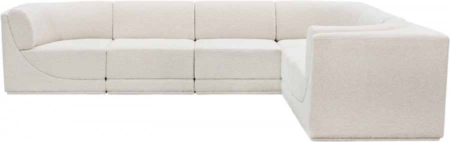 Ollie Boucle Fabric Sectional Cream from Meridian - Luna Furniture