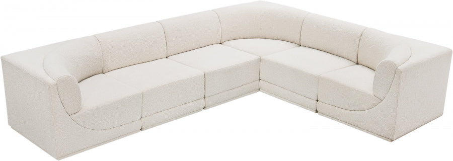 Ollie Boucle Fabric Sectional Cream from Meridian - Luna Furniture