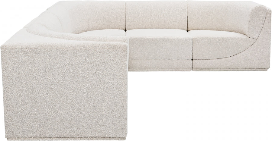 Ollie Boucle Fabric Sectional Cream from Meridian - Luna Furniture