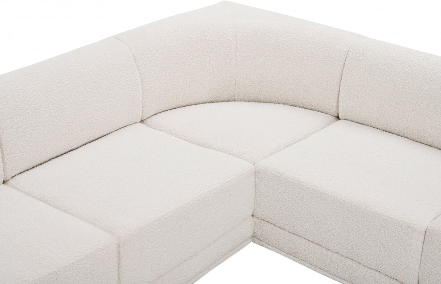 Ollie Boucle Fabric Sectional Cream from Meridian - Luna Furniture