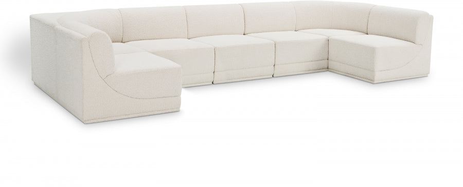 Ollie Boucle Fabric Sectional Cream from Meridian - Luna Furniture