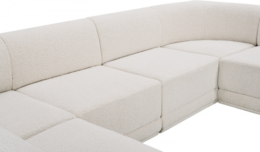 Ollie Boucle Fabric Sectional Cream from Meridian - Luna Furniture