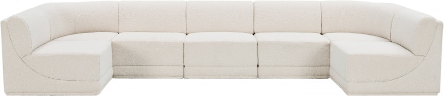 Ollie Boucle Fabric Sectional Cream from Meridian - Luna Furniture