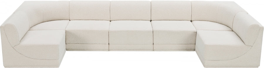 Ollie Boucle Fabric Sectional Cream from Meridian - Luna Furniture