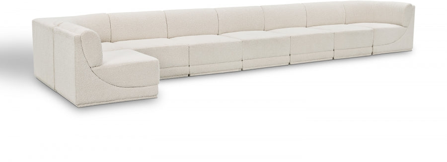 Ollie Boucle Fabric Sectional Cream from Meridian - Luna Furniture