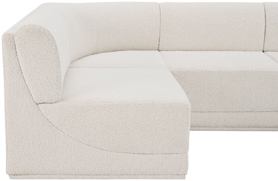 Ollie Boucle Fabric Sectional Cream from Meridian - Luna Furniture