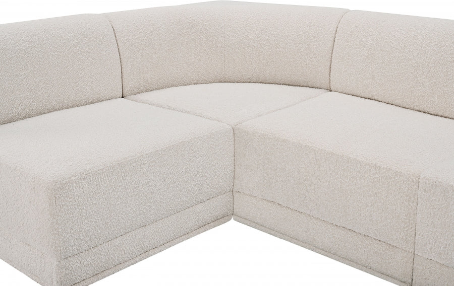 Ollie Boucle Fabric Sectional Cream from Meridian - Luna Furniture