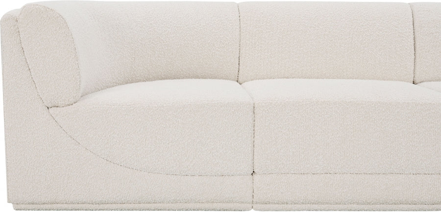 Ollie Boucle Fabric Sectional Cream from Meridian - Luna Furniture