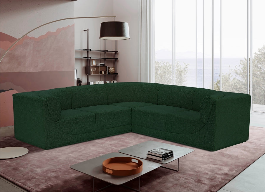 Ollie Boucle Fabric Sectional Green from Meridian - Luna Furniture