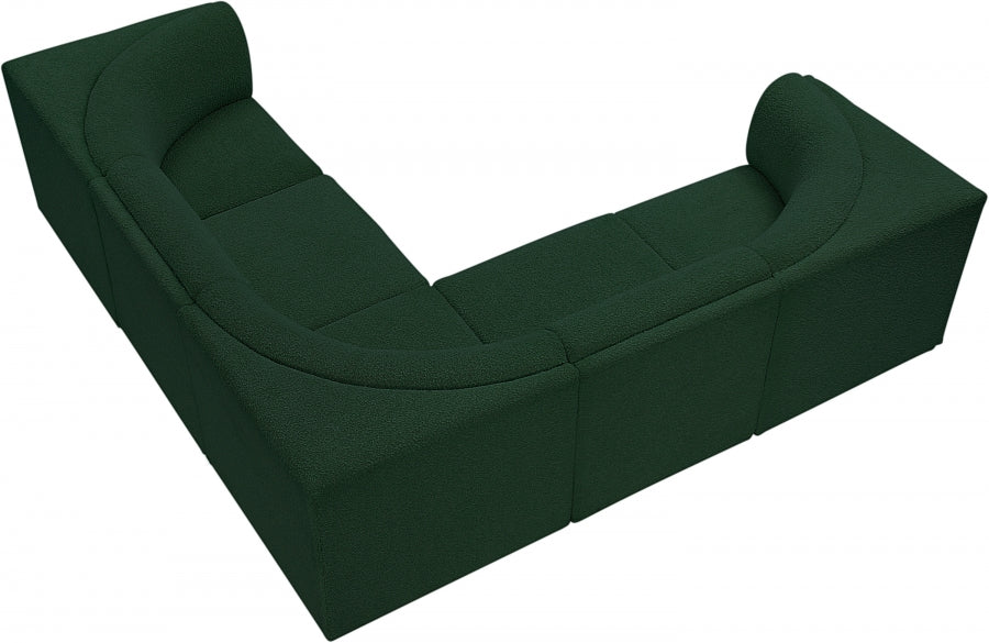 Ollie Boucle Fabric Sectional Green from Meridian - Luna Furniture