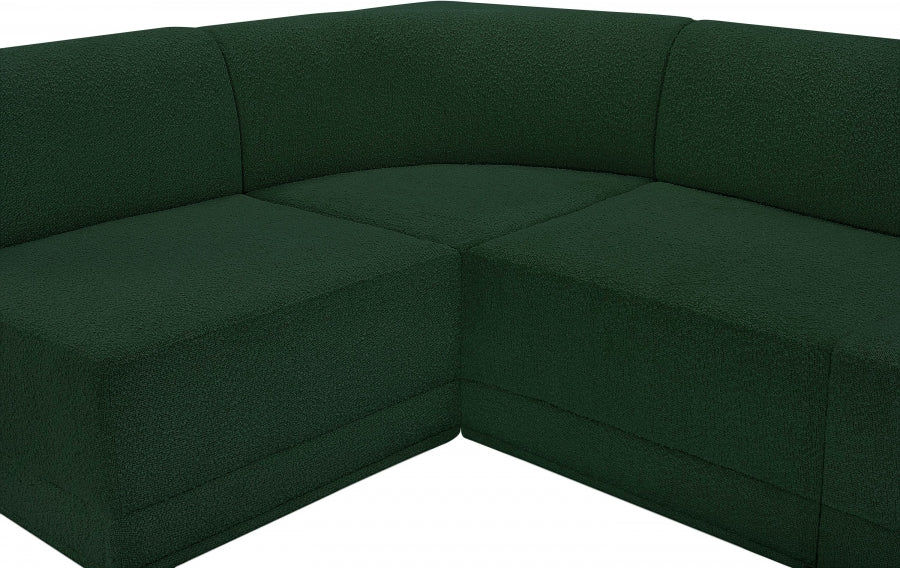 Ollie Boucle Fabric Sectional Green from Meridian - Luna Furniture