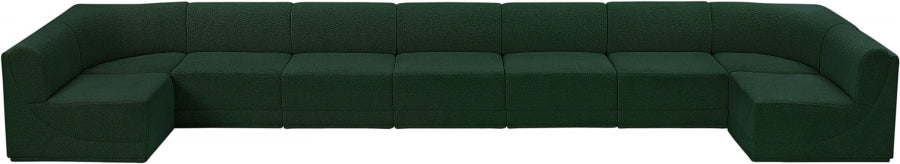 Ollie Boucle Fabric Sectional Green from Meridian - Luna Furniture