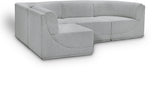 Ollie Boucle Fabric Sectional Grey from Meridian - Luna Furniture