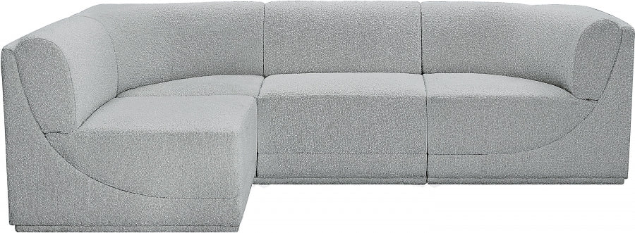 Ollie Boucle Fabric Sectional Grey from Meridian - Luna Furniture