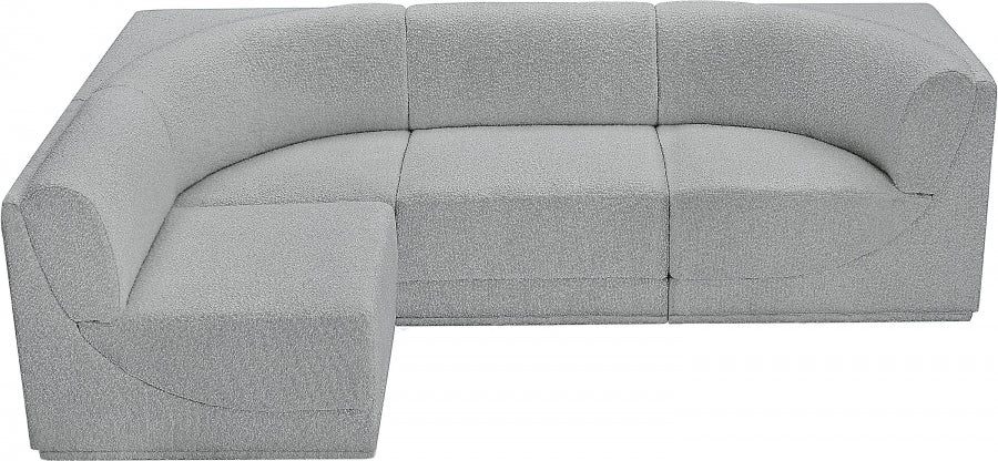 Ollie Boucle Fabric Sectional Grey from Meridian - Luna Furniture