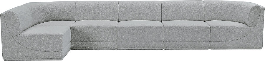 Ollie Boucle Fabric Sectional Grey from Meridian - Luna Furniture