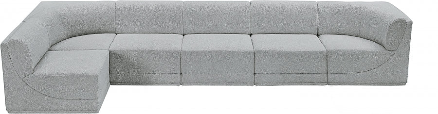 Ollie Boucle Fabric Sectional Grey from Meridian - Luna Furniture