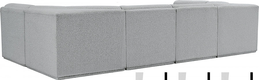 Ollie Boucle Fabric Sectional Grey from Meridian - Luna Furniture