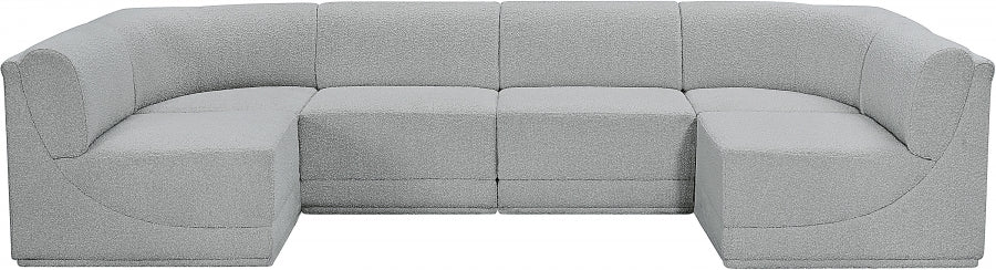 Ollie Boucle Fabric Sectional Grey from Meridian - Luna Furniture