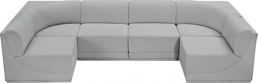 Ollie Boucle Fabric Sectional Grey from Meridian - Luna Furniture