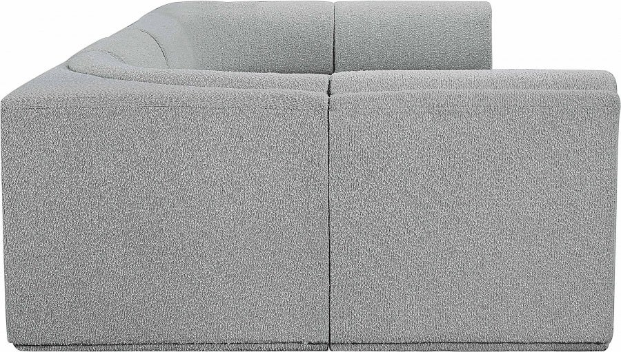 Ollie Boucle Fabric Sectional Grey from Meridian - Luna Furniture